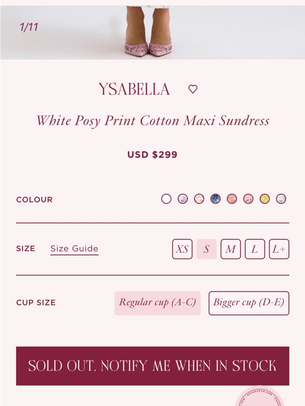 House of CB Ysabella White Posy Print Cotton Maxi Sundress - Picture 3 of 5